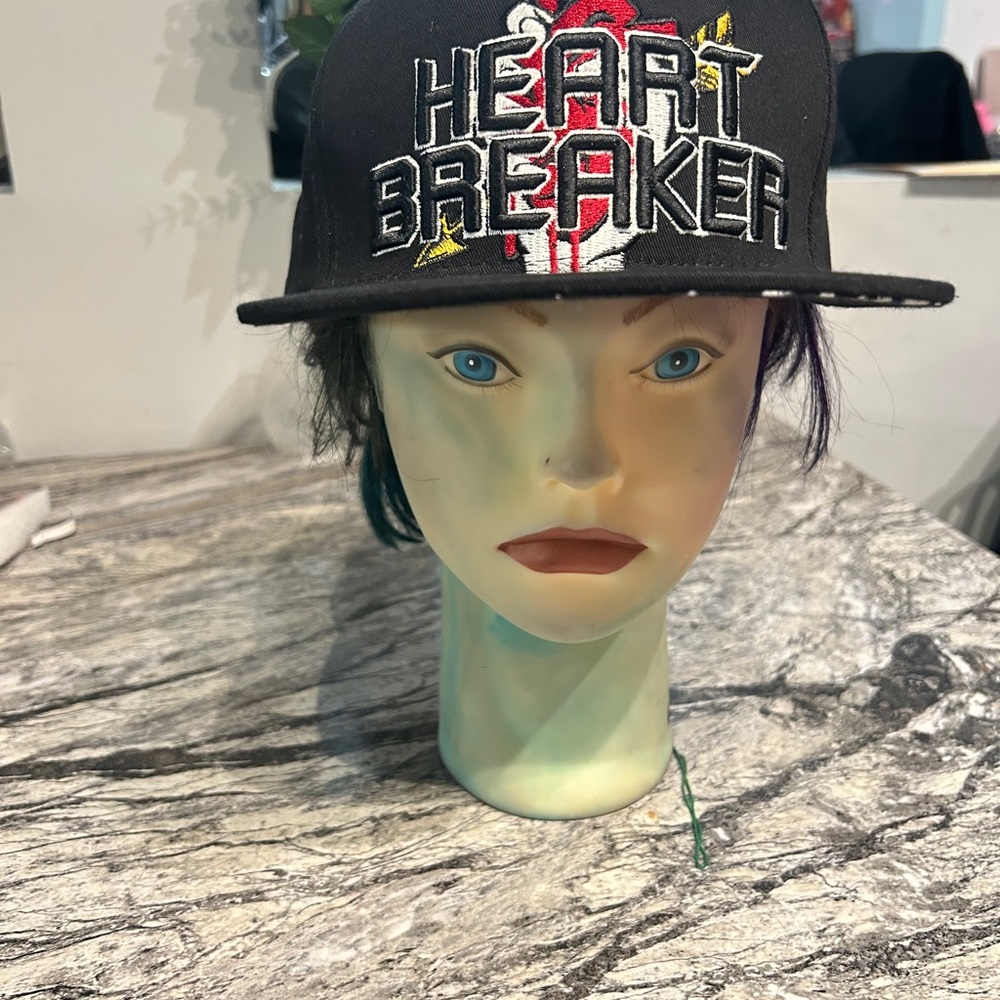Top level SnapBack Heartbreaker Embroidered Black Snapback Hat